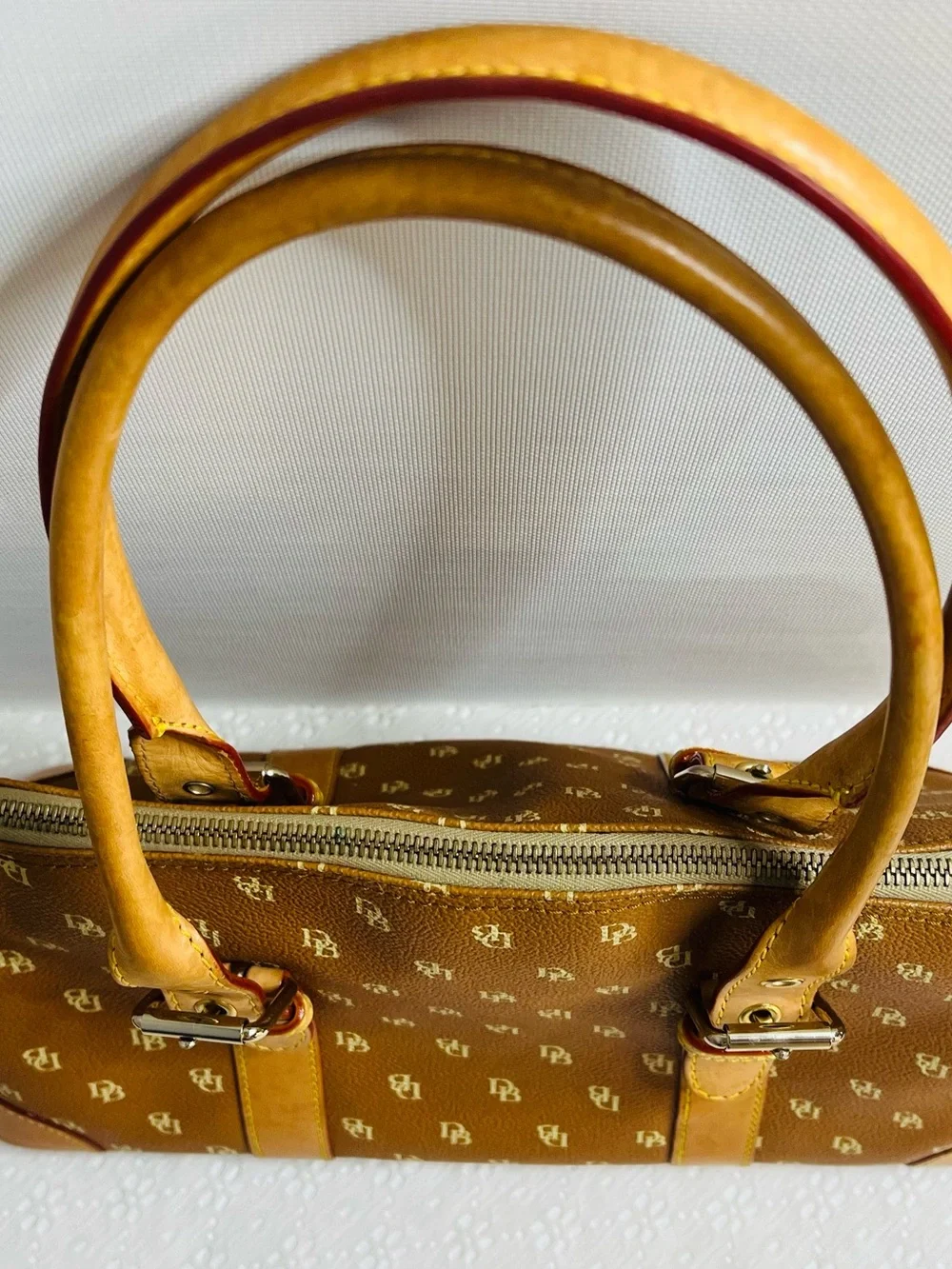 Dooney & Bourke DB Signature Logo Satchel Handbag SET New Wristlet Tan & Red